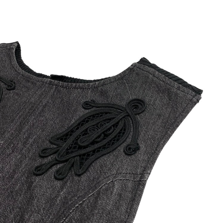 Mame Kurogouchi マメクロゴウチ Embroidered Denim Tops コード刺繍 デニムベスト ブラック 1 MM21PS-JK702