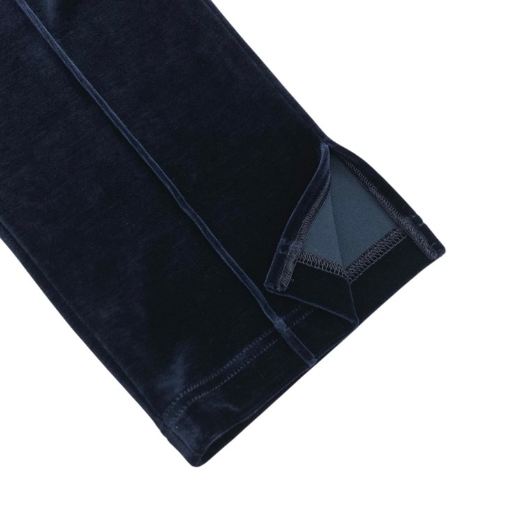 VELOUR NOIR by FOXEY NEWYORK フォクシー ベルベットカスケード パンツギャルソン 白襟2way ベロア セットアップ ミッドナイトブルー 38/38 45481/44843