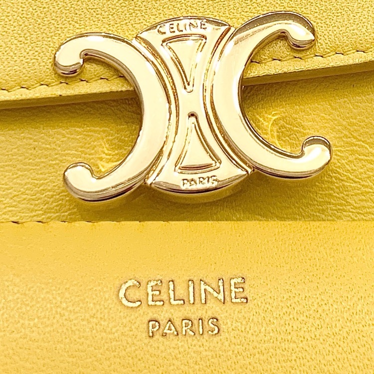 CELINE セリーヌ スモールフラップウォレット トリオンフ イエロー 10D783DPV