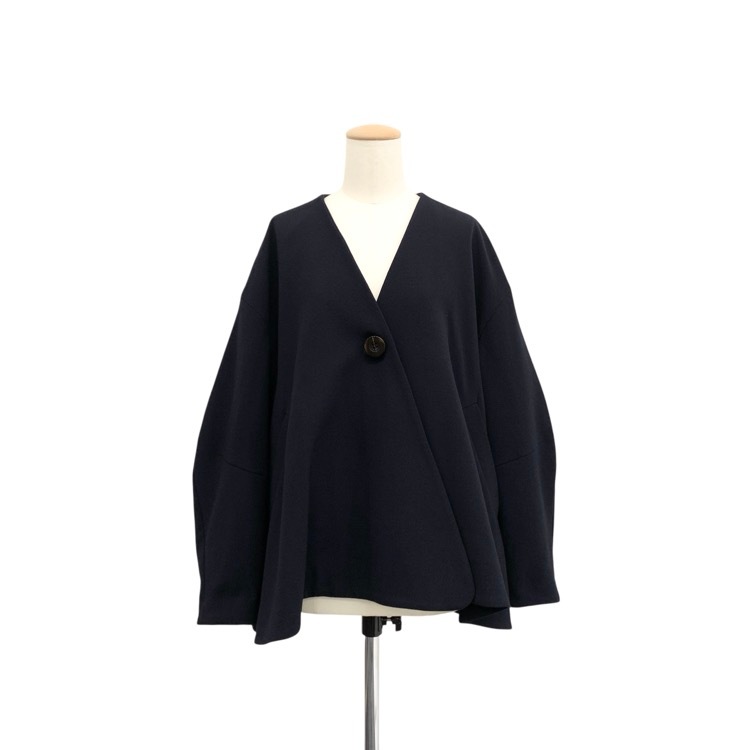 ENFOLD エンフォルド VASE JACKET ノーカラーフロントボタン ジャケット ネイビー 36 300GS930-0330