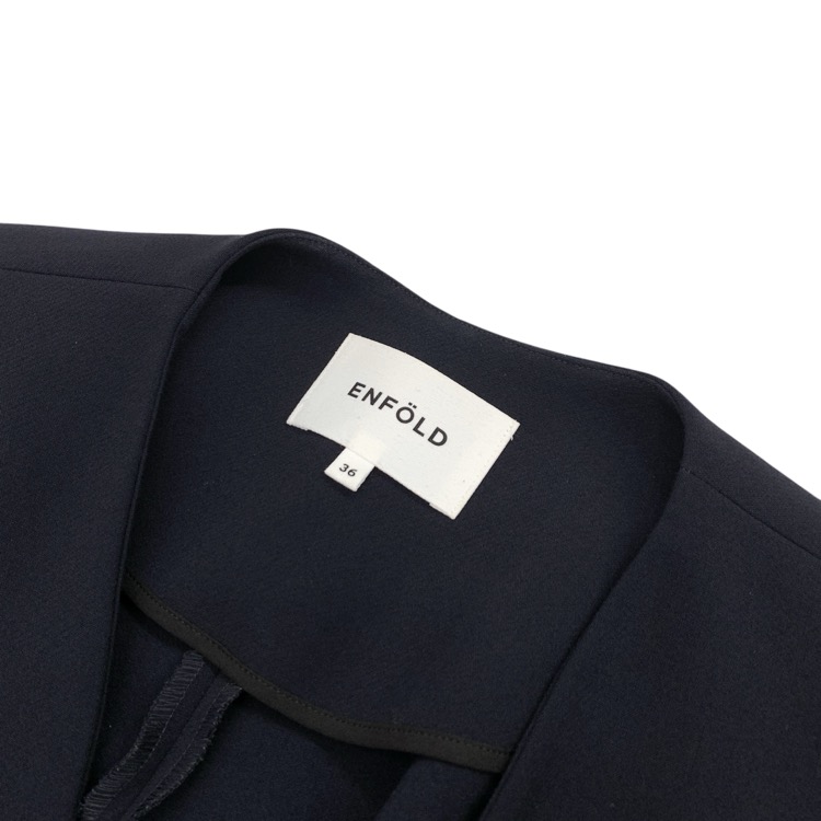 ENFOLD エンフォルド VASE JACKET ノーカラーフロントボタン ジャケット ネイビー 36 300GS930-0330