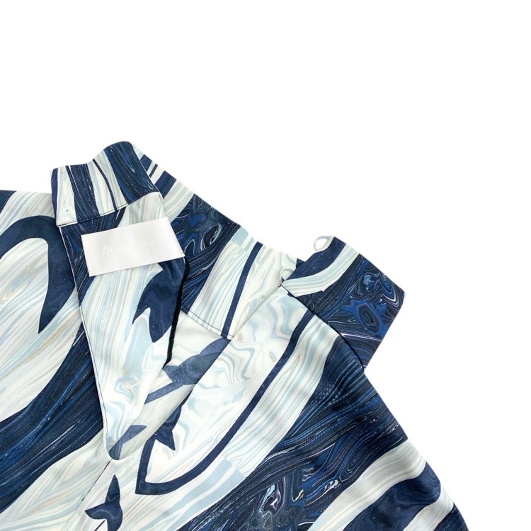 Mame Kurogouchi マメクロゴウチ Marble Print Jersey High Neck Top マーブルプリントハイネックカットソー ブルー 1 MM24SS-JS077