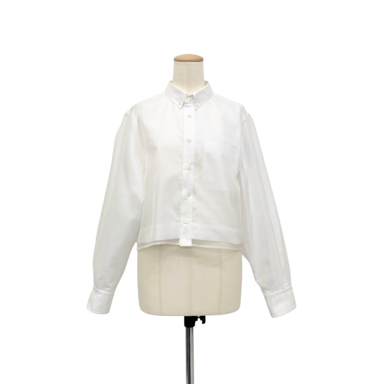 2025AW HYKE ハイク LAYERED OXFORD SHEER SHIRT オックスフォードシアーレイヤードシャツ ブラウス ホワイト 2 252-15247