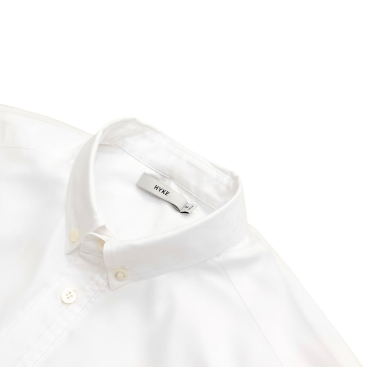 2025AW HYKE ハイク LAYERED OXFORD SHEER SHIRT オックスフォードシアーレイヤードシャツ ブラウス ホワイト 2 252-15247