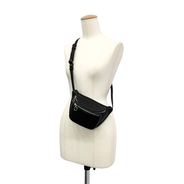 Aeta アエタ WAIST POUCH S ディアレザーウエストポーチ バッグ ブラック DA11
