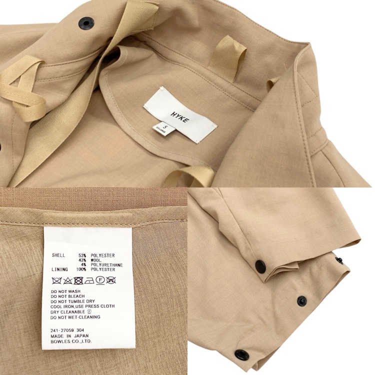 HYKE ハイク WOOL MILITARY COAT ウールミリタリー コート オートミール 5 241-27059