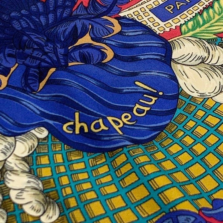 HERMES エルメス カレ90 シルクスカーフ《chapeau》脱帽 レッド