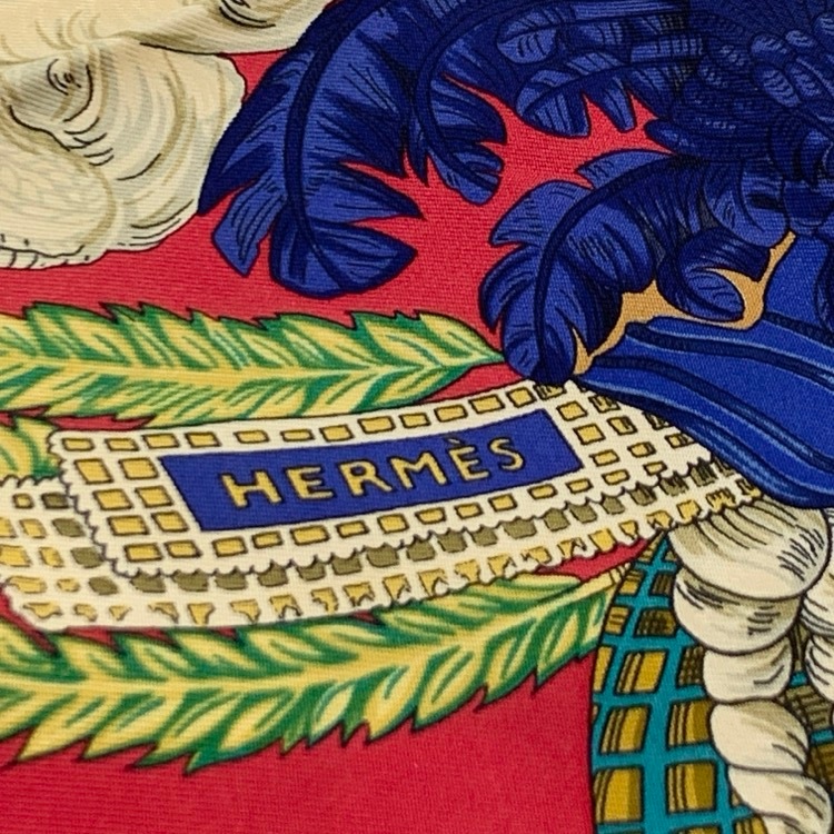 HERMES エルメス カレ90 シルクスカーフ《chapeau》脱帽 レッド