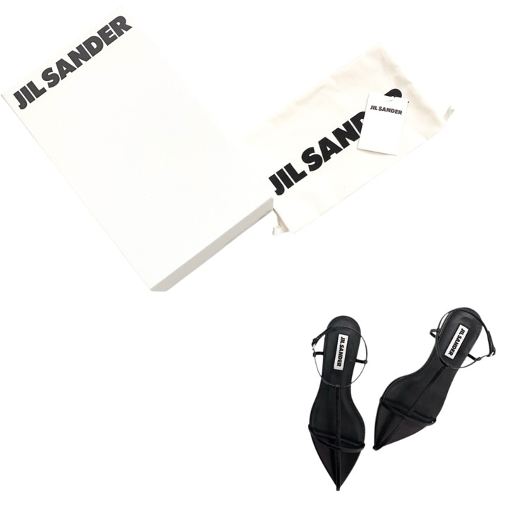 未使用品 JIL SANDER ジルサンダー NEW TRIPON アンクルストラップフラットサンダル ブラック 37/24cm J15WP0081 P8226