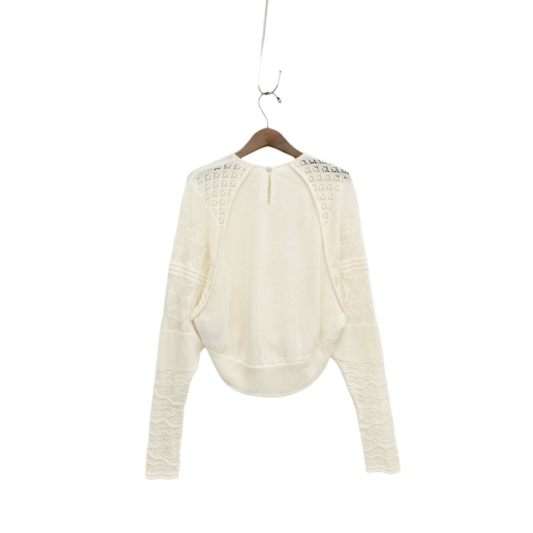 Mame Kurogouchi マメクロゴウチ Lace Knitted Top レース編みニット トップス ホワイト 2 MM25SS-KN069