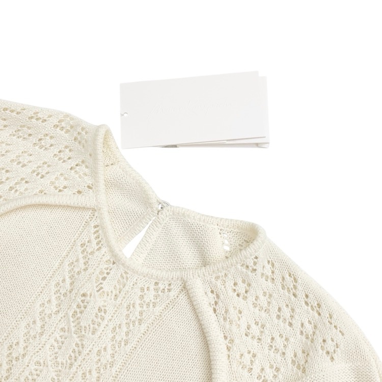 Mame Kurogouchi マメクロゴウチ Lace Knitted Top レース編みニット トップス ホワイト 2 MM25SS-KN069