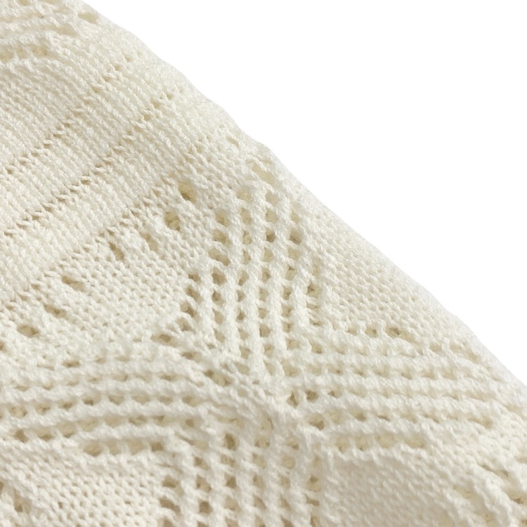 Mame Kurogouchi マメクロゴウチ Lace Knitted Top レース編みニット トップス ホワイト 2 MM25SS-KN069