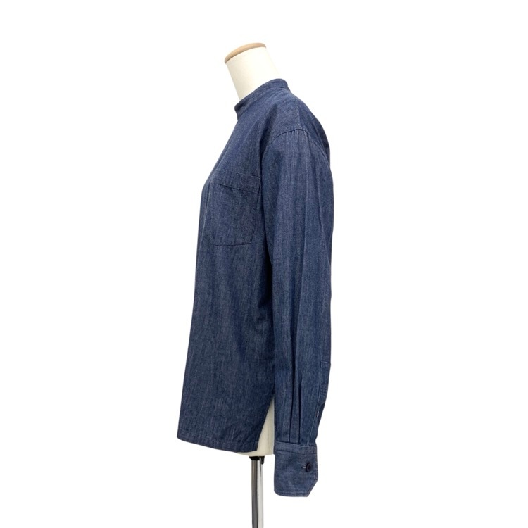 HYKE ハイク STAND COLLAR SHIRT スタンドカラーダンガリーシャツ ブラウス ブルー 1 171-25009
