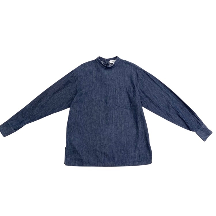 HYKE ハイク STAND COLLAR SHIRT スタンドカラーダンガリーシャツ ブラウス ブルー 1 171-25009