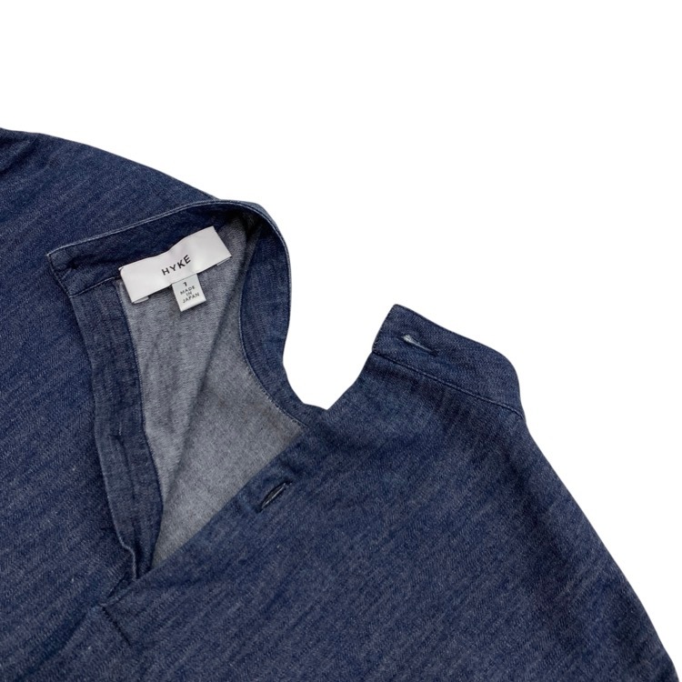 HYKE ハイク STAND COLLAR SHIRT スタンドカラーダンガリーシャツ ブラウス ブルー 1 171-25009