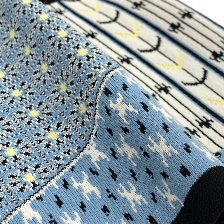 Mame Kurogouchi マメクロゴウチ Geometric Pattern Knitted Top 幾何学模様ニットトップス ブルー 3 MM25SS-KN086