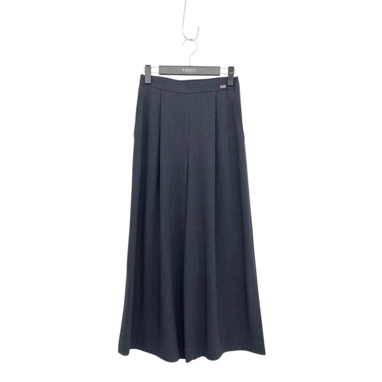 FOXEY フォクシー サイドスリットワイド パンツ ウォッシャブル ネイビー 38 40734-SPOA