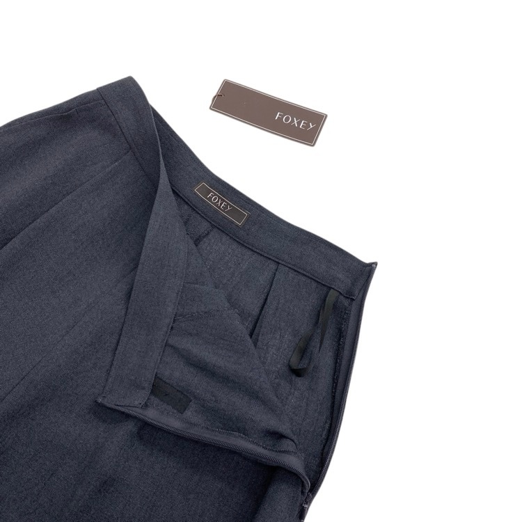 FOXEY フォクシー サイドスリットワイド パンツ ウォッシャブル ネイビー 38 40734-SPOA