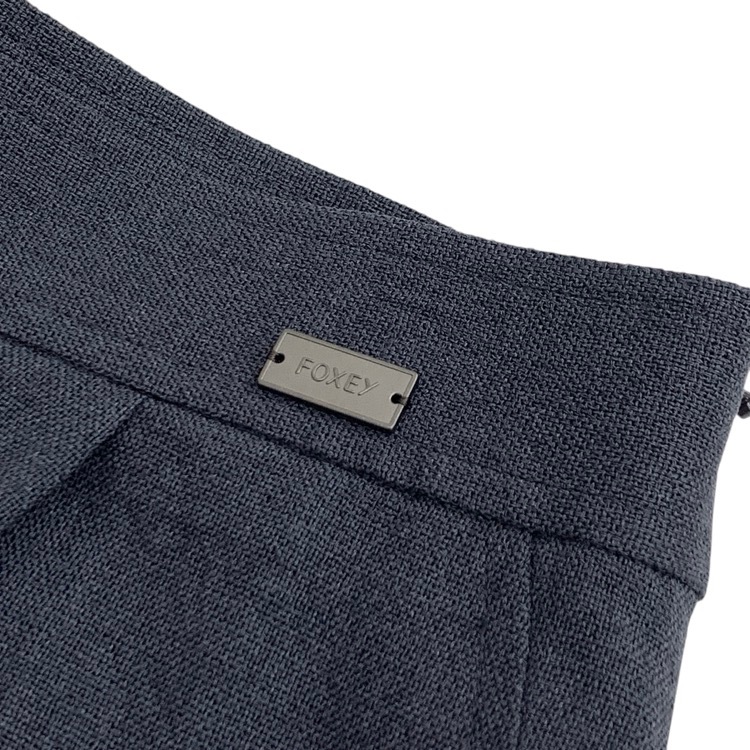FOXEY フォクシー サイドスリットワイド パンツ ウォッシャブル ネイビー 38 40734-SPOA