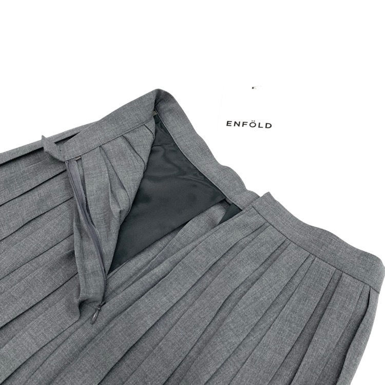 ENFOLD エンフォルド BOX-PLEATS SKIRT ボックスプリーツスカート グレー 38 300GA231-2790