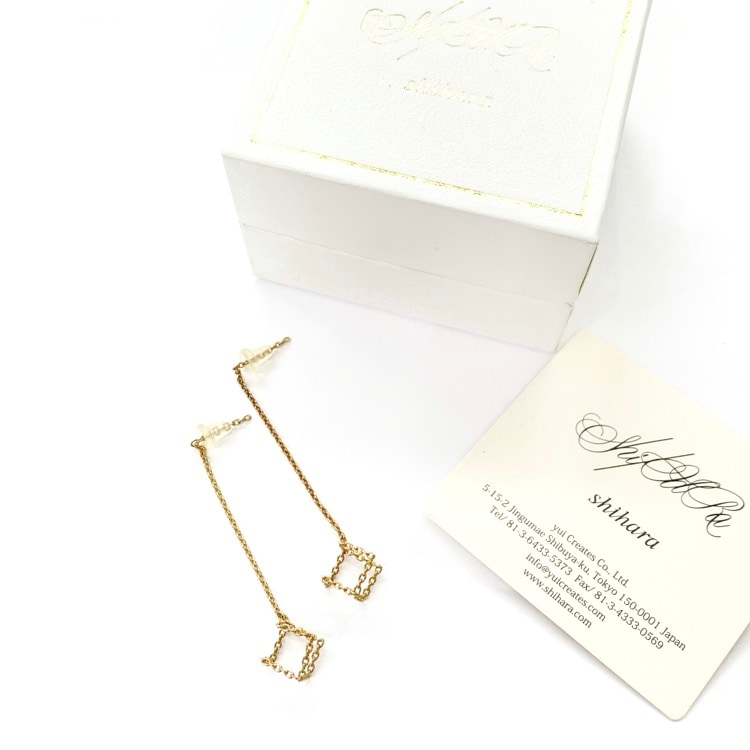 Shihara シハラ チェーン ピアス 04s K18YG ゴールド