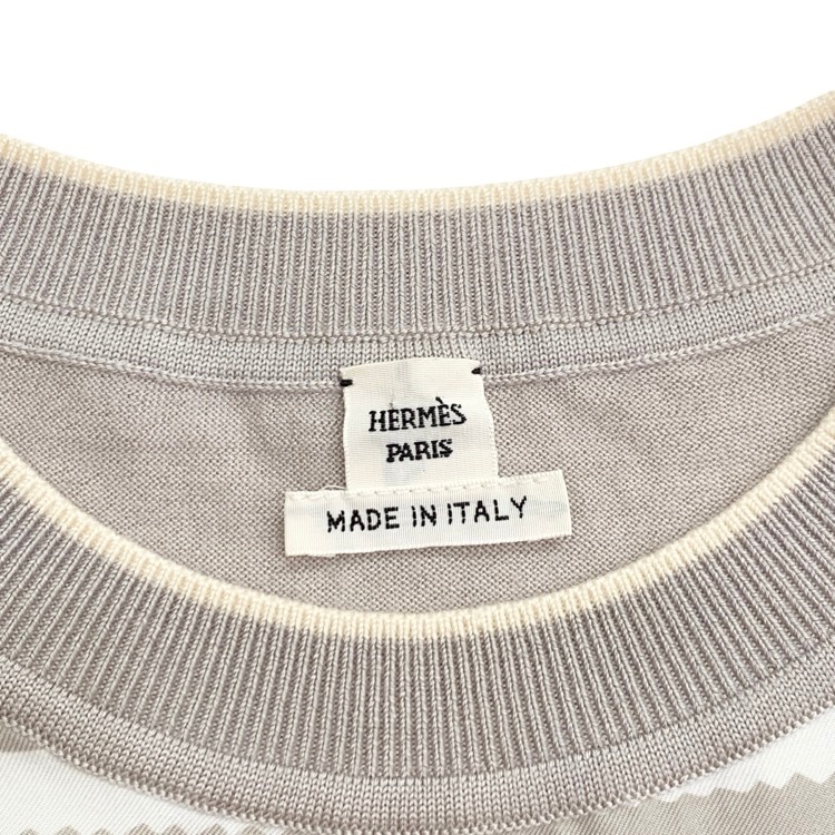 HERMES エルメス ツイルレーヌ ニット ロングスリーブ シルク・カシミヤ ベージュ 38 4B2815DD