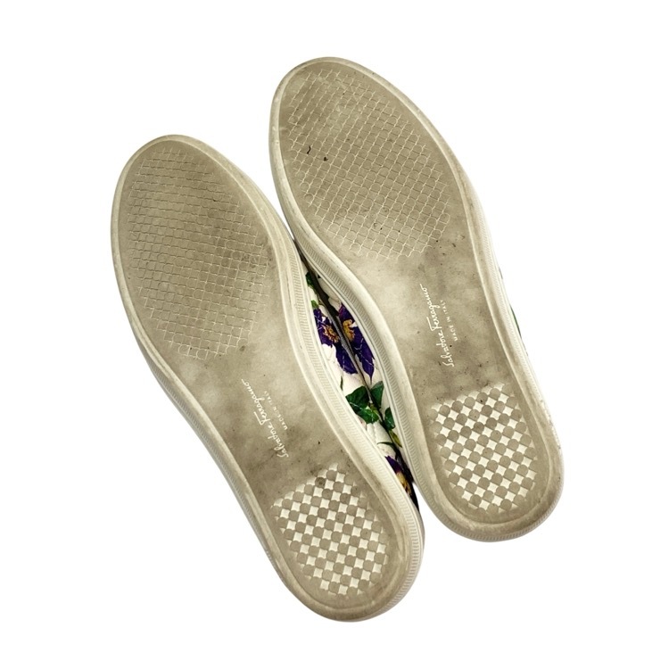 Ferragamo フェラガモ RUFINA ヴァラリボン フラワープリント キルティング スニーカー フラット 5.5 0685580