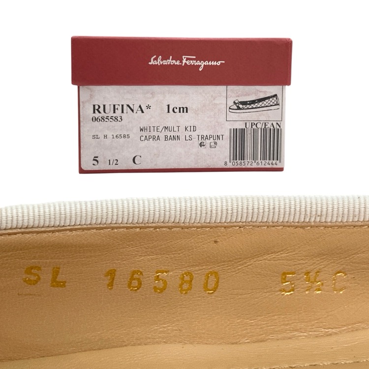 Ferragamo フェラガモ RUFINA ヴァラリボン フラワープリント キルティング スニーカー フラット 5.5 0685580