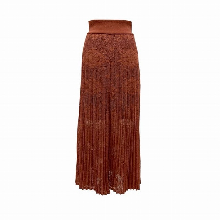 Mame Kurogouchi マメクロゴウチ Knit Jacquard Pleats Skirt ニットジャガードプリーツスカート ブラウン 1 MM17AW-KN012