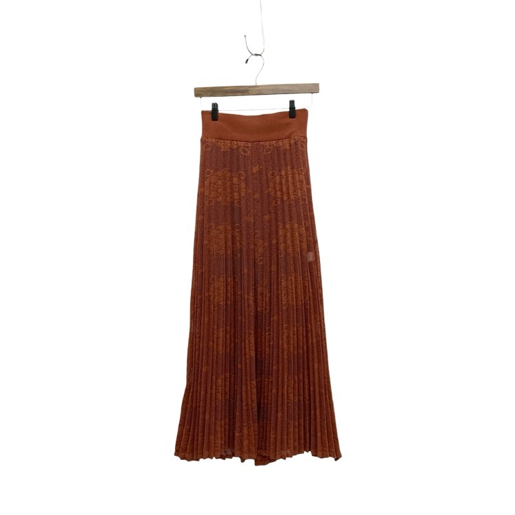 Mame Kurogouchi マメクロゴウチ Knit Jacquard Pleats Skirt ニットジャガードプリーツスカート ブラウン 1 MM17AW-KN012