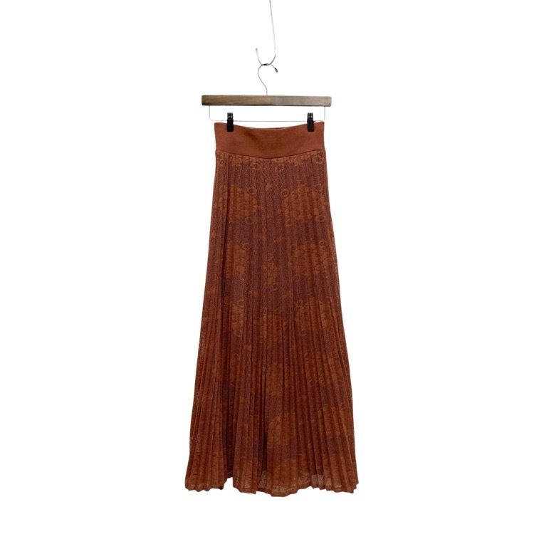 Mame Kurogouchi マメクロゴウチ Knit Jacquard Pleats Skirt ニットジャガードプリーツスカート ブラウン 1 MM17AW-KN012