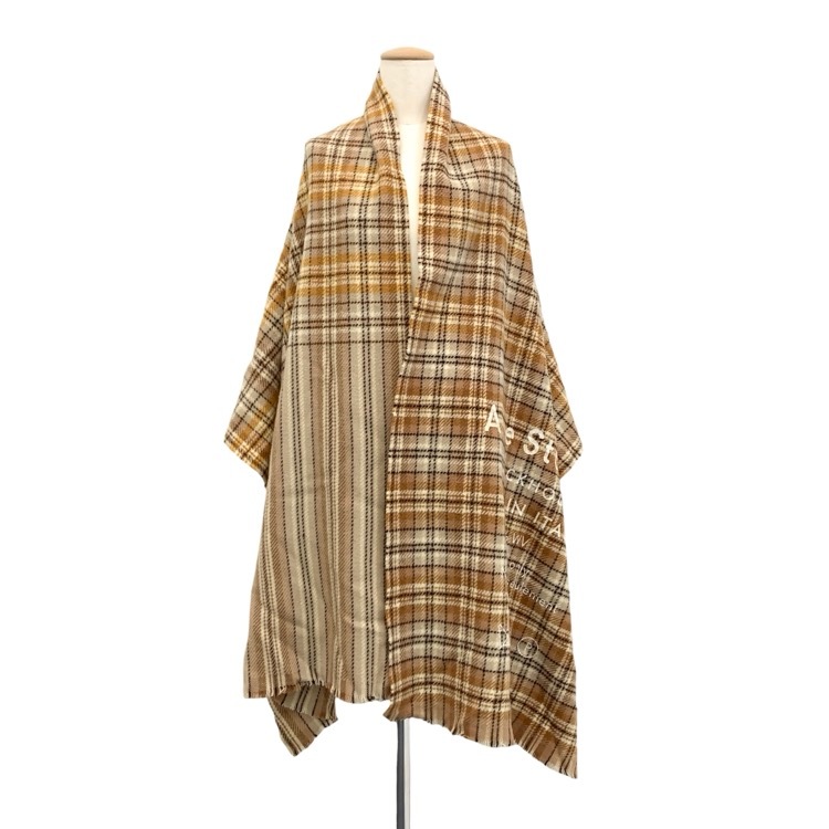 Acne Studios アクネストゥディオズ チェック大判ロゴ ストール ベージュ