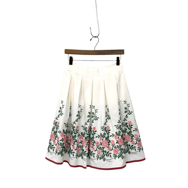 M'S GRACY エムズグレイシー エンブロイダリー スカート ホワイト ピンク 36 917302