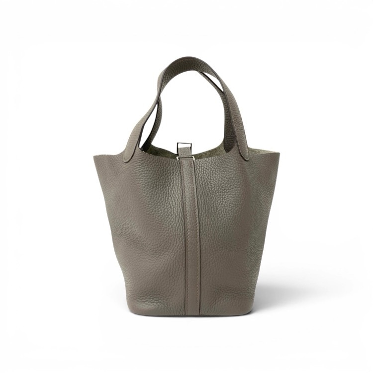 HERMES エルメス ピコタンロック PM トリヨンクレマンス シルバー色金具 グレー トゥープ 18