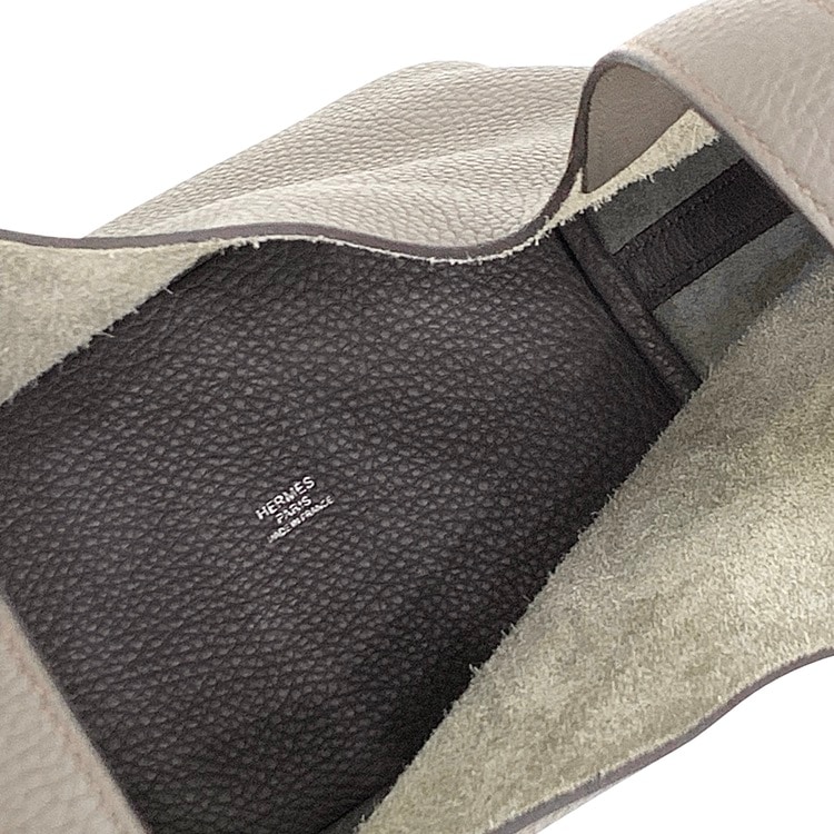 HERMES エルメス ピコタンロック PM トリヨンクレマンス シルバー色金具 グレー トゥープ 18