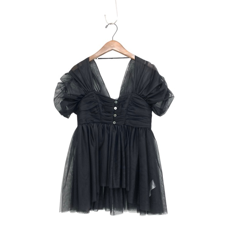 FETICO フェティコ OPEN-BACK GATHERED TULLE TOP ギャザーチュールトップス ブラック FTC242-0102