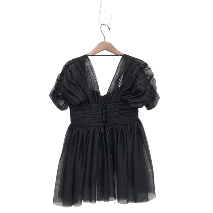 FETICO フェティコ OPEN-BACK GATHERED TULLE TOP ギャザーチュールトップス ブラック FTC242-0102