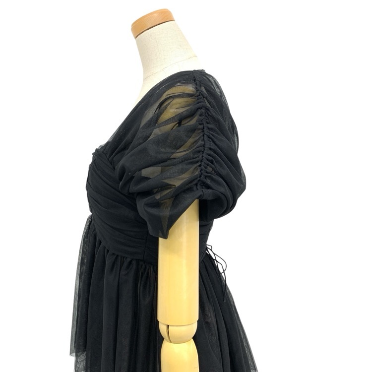 FETICO フェティコ OPEN-BACK GATHERED TULLE TOP ギャザーチュールトップス ブラック FTC242-0102