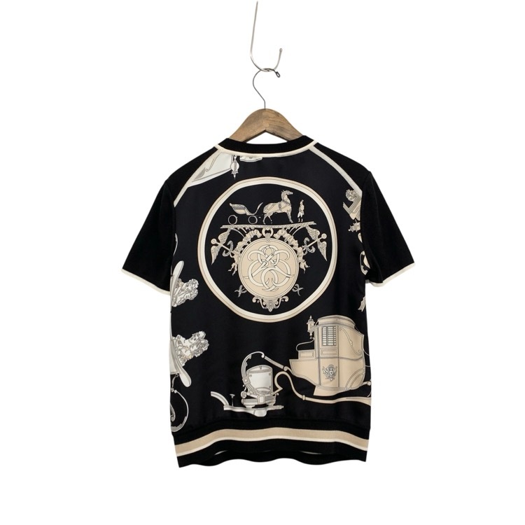 HERMES エルメス ツイレーヌ カシミヤ・シルク ニット トップ EX-LIBRIS ブラック 36 3E2800D7