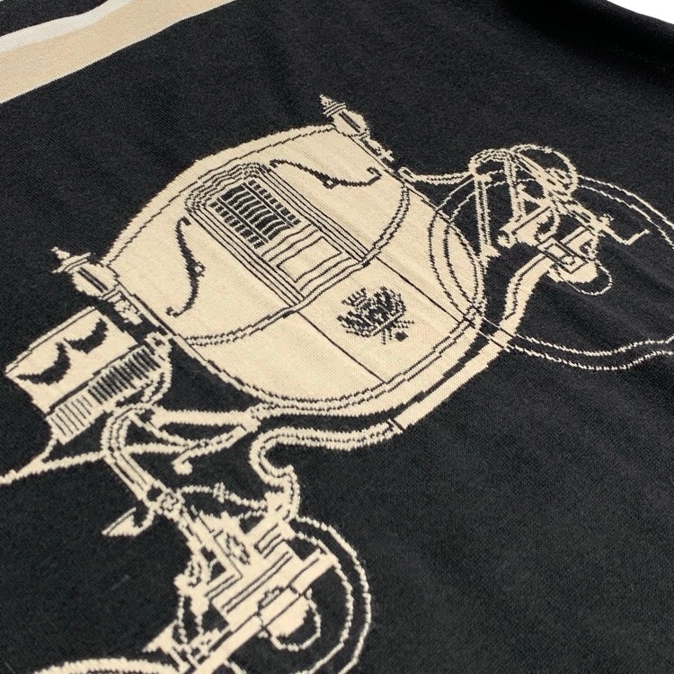HERMES エルメス ツイレーヌ カシミヤ・シルク ニット トップ EX-LIBRIS ブラック 36 3E2800D7
