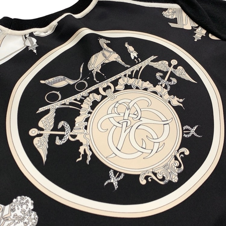 HERMES エルメス ツイレーヌ カシミヤ・シルク ニット トップ EX-LIBRIS ブラック 36 3E2800D7