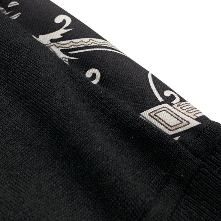 HERMES エルメス ツイレーヌ カシミヤ・シルク ニット トップ EX-LIBRIS ブラック 36 3E2800D7