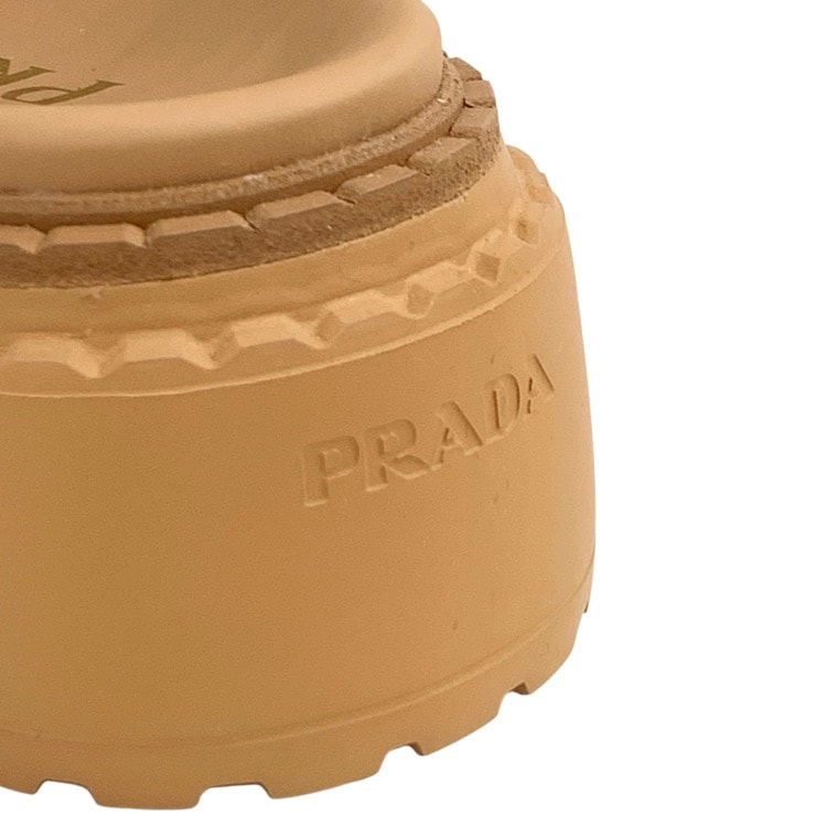 PRADA プラダ クロシェxレザー サンダル トライアングルロゴ ベージュ 36 1X106O_3L8W_F0P9G_F_055