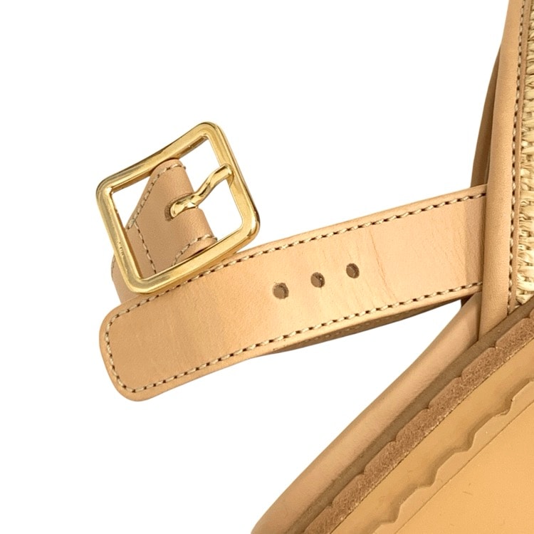 PRADA プラダ クロシェxレザー サンダル トライアングルロゴ ベージュ 36 1X106O_3L8W_F0P9G_F_055