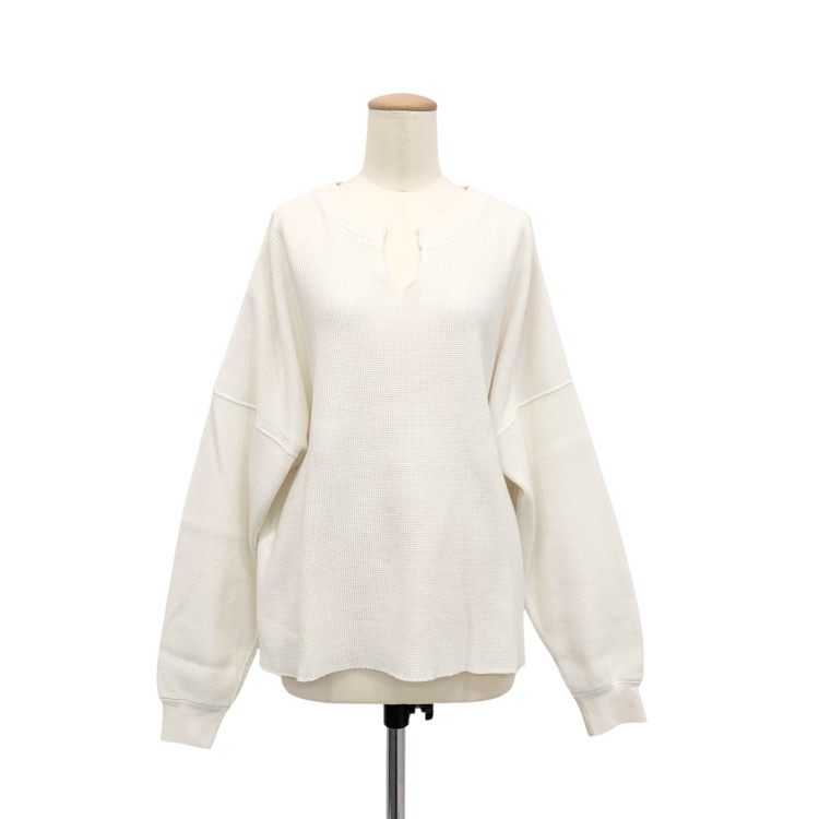 未使用品 Graphpaper グラフペーパー Waffle L/S Slit Neck Tee ワッフルロングTシャツ ホワイト 00 GL201-70131B