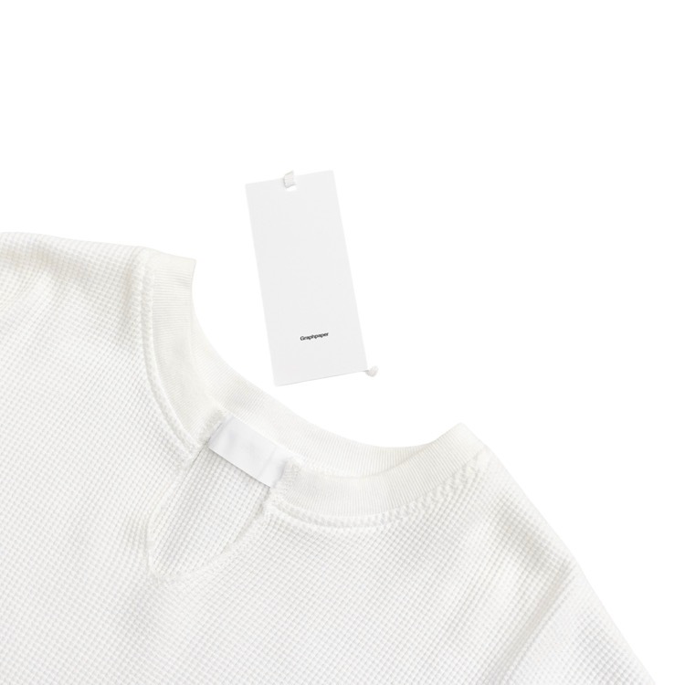 未使用品 Graphpaper グラフペーパー Waffle L/S Slit Neck Tee ワッフルロングTシャツ ホワイト 00 GL201-70131B