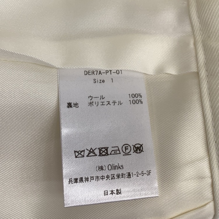 未使用品 deres デレス Priscilla parisienne pants パリジェンヌパンツ オフホワイト 1 DER7A-PT-01