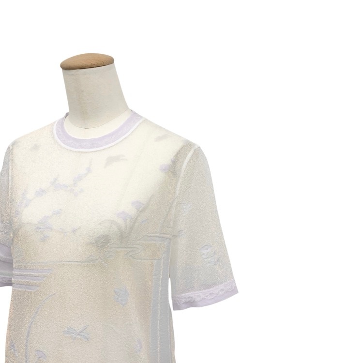Mame Kurogouchi マメクロゴウチ Nature Pattern Sheer Knitted Crew Neck Top ジャカードシアー トップス 