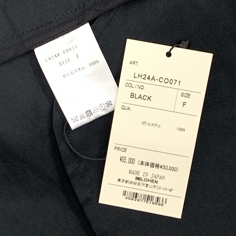 未使用品 LOHEN×ETIQUE ローヘン TOPPER COAT エティークコラボ トッパータフタコート ブラック F LH24A-CO071