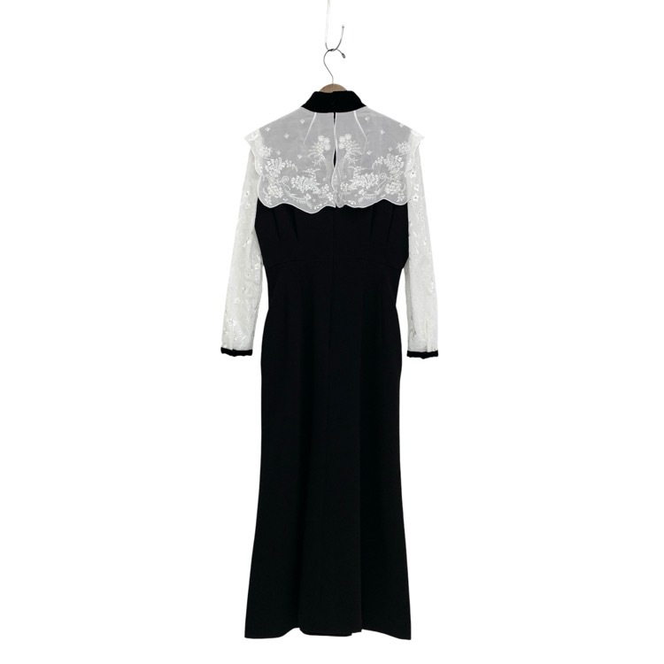Mame Kurogouchi マメクロゴウチ Triacetate Georgette Embroidery Collar Dress ベルベットカラー ドレス ブラック 2 MM25FW-DR102